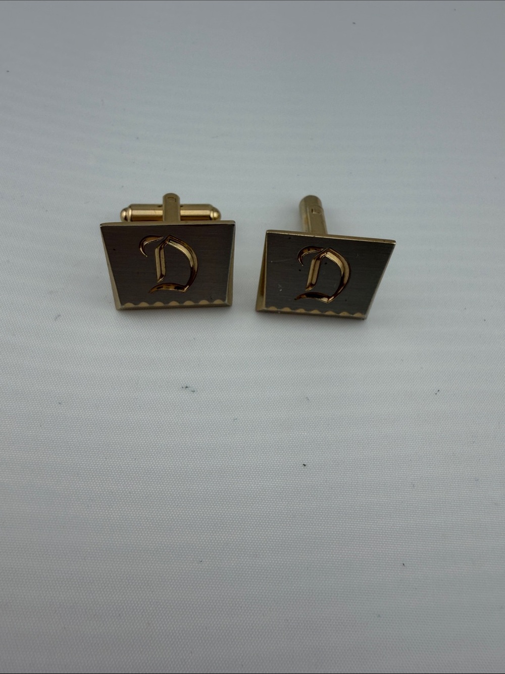 Vintage Gold-Tone 'D' Initial Square Cufflinks for Men